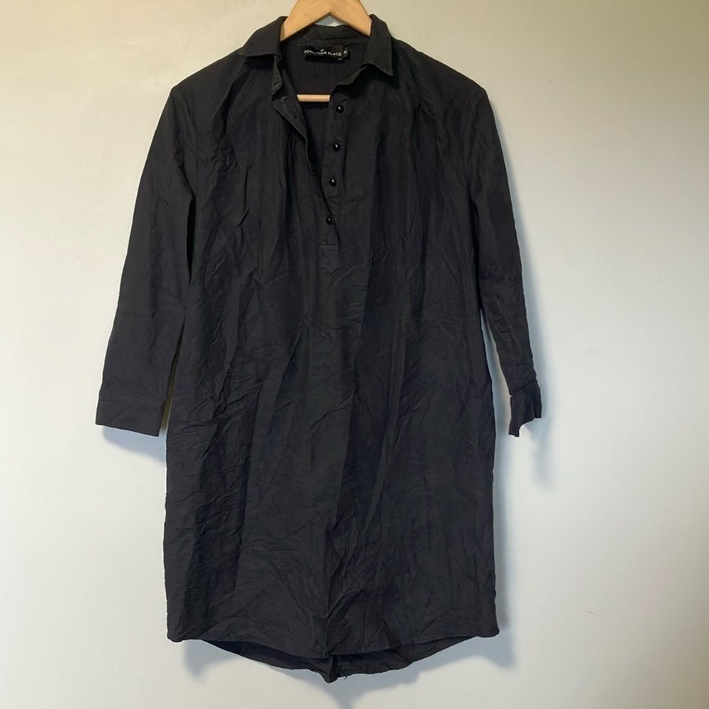 Pomander Place Black Button-Up Shirt Dress